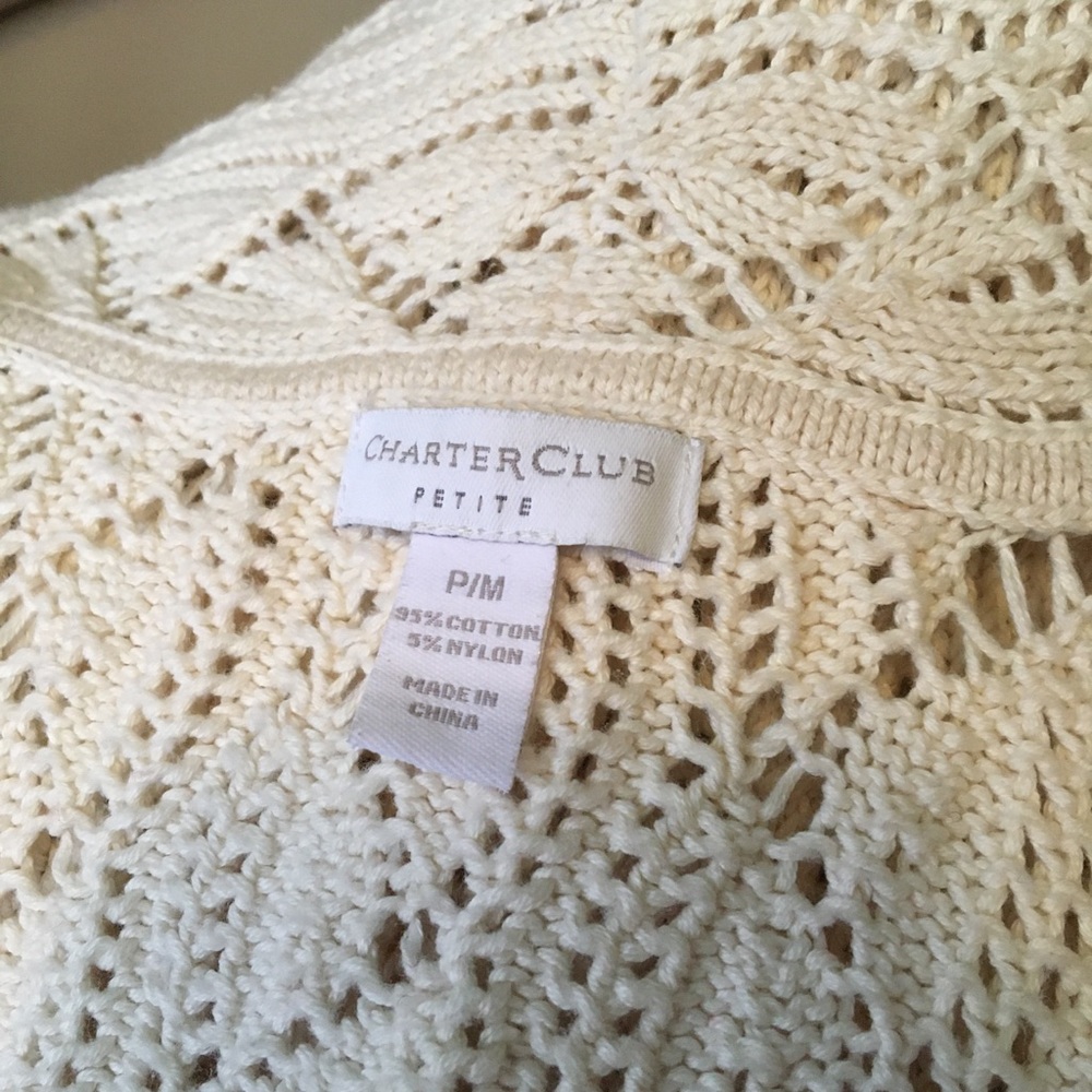 ivory cotton nylon sweater shrug cardigan - Picture 4 of 4